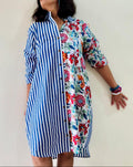 Floral & Stripes Shirt Dress