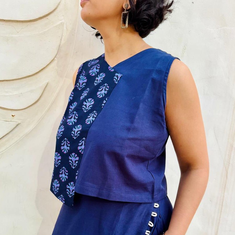 Block Print Half & Half Top