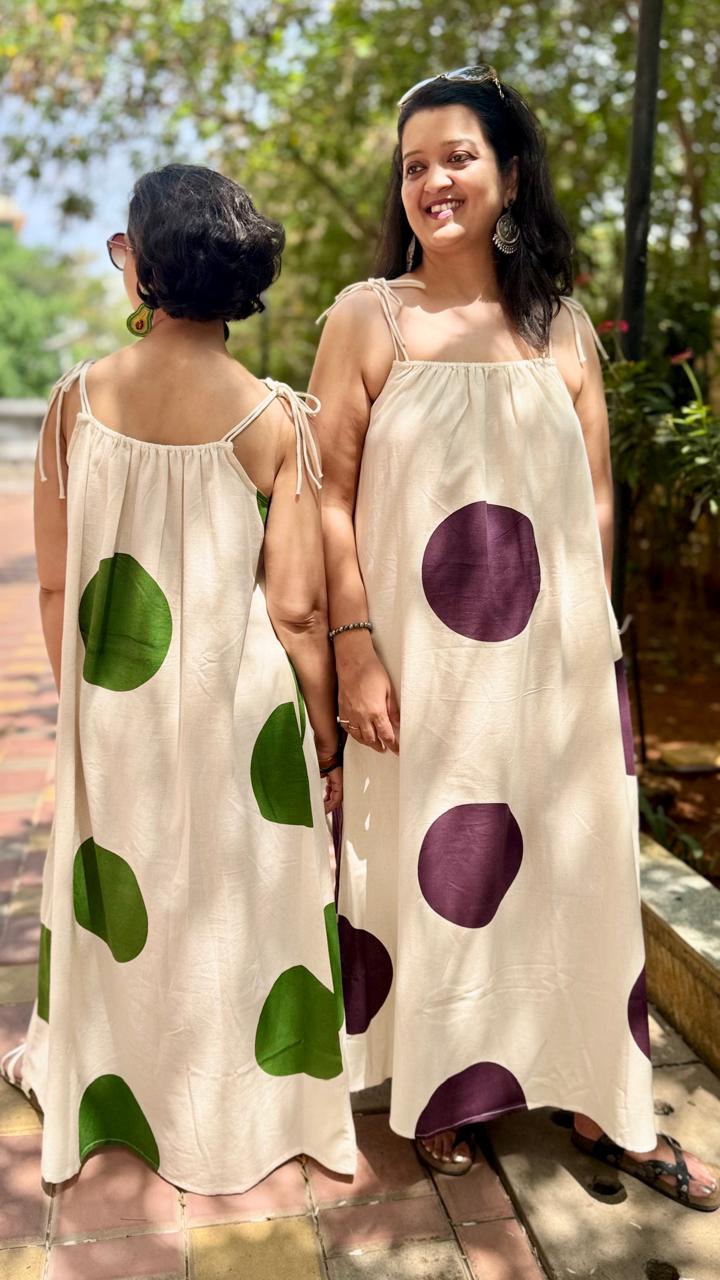 The Roma Dress in Forest Green Polka Dots