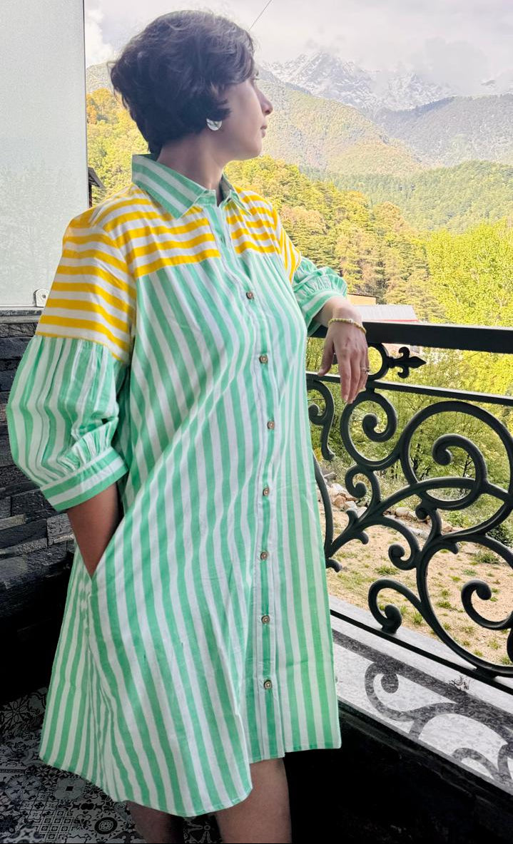 Mint & Yellow Shirt Dress