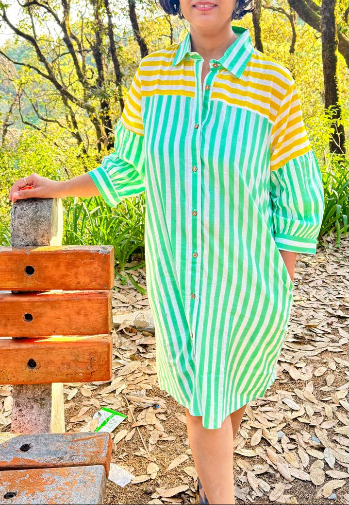 Mint & Yellow Shirt Dress
