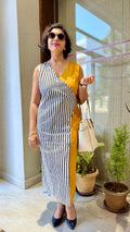 Nine to Five Stripes dress in Mustard Yellow