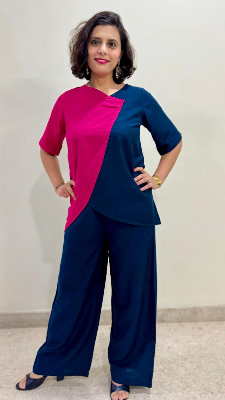 Color-Block Coord in Fuchsia & Navy Blue