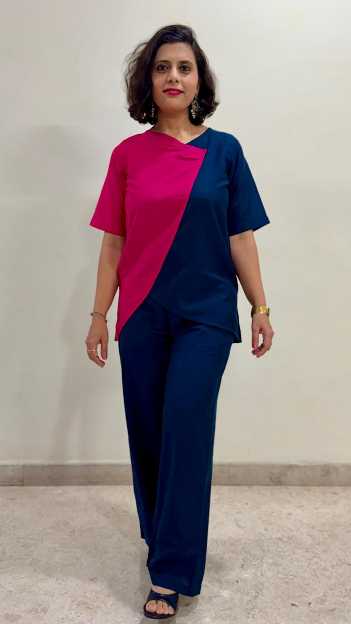 Color-Block Coord in Fuchsia & Navy Blue