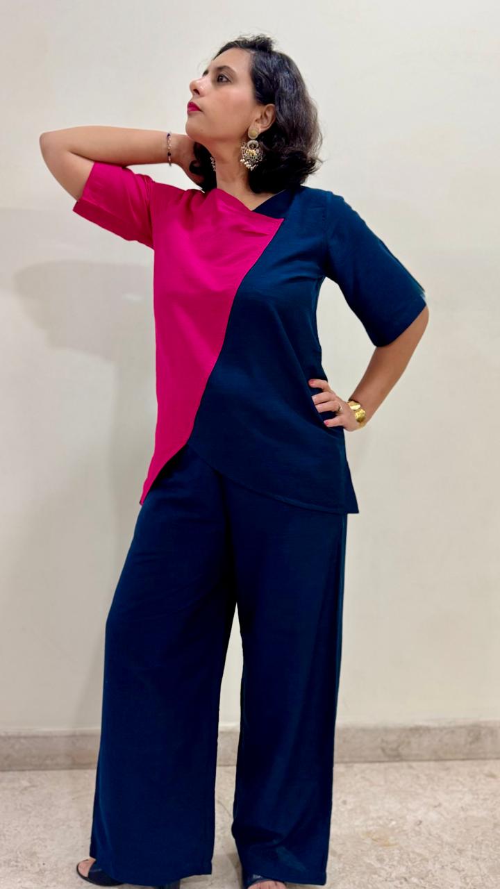 Color-Block Coord in Fuchsia & Navy Blue