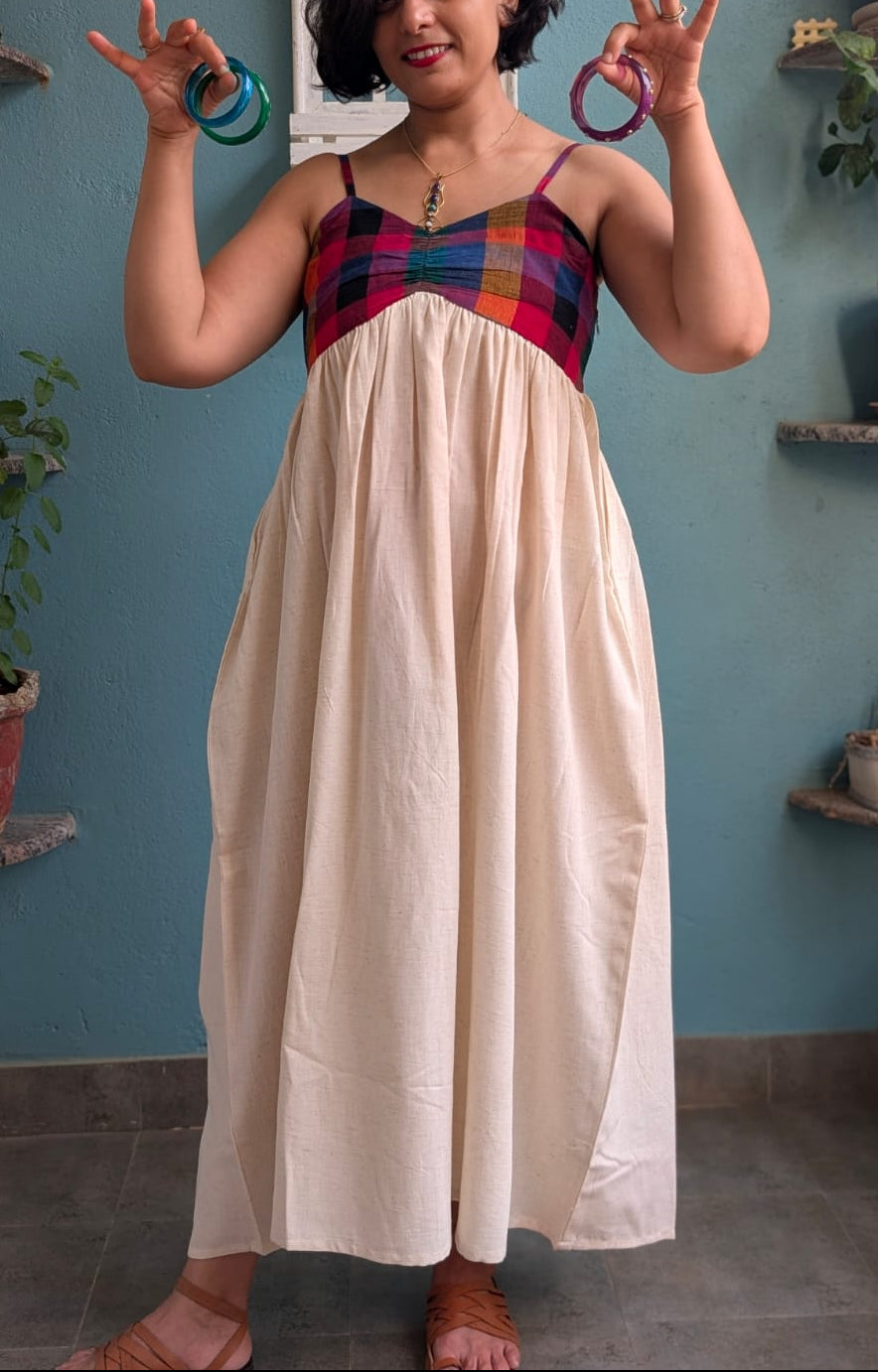 Beige & Burst Strappy dress