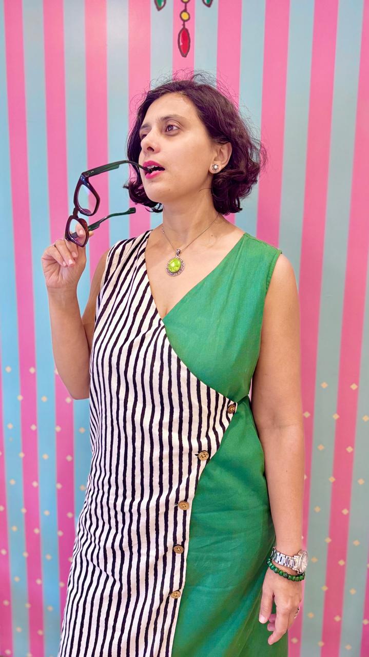Nine to Five Stripes Dress in Green
