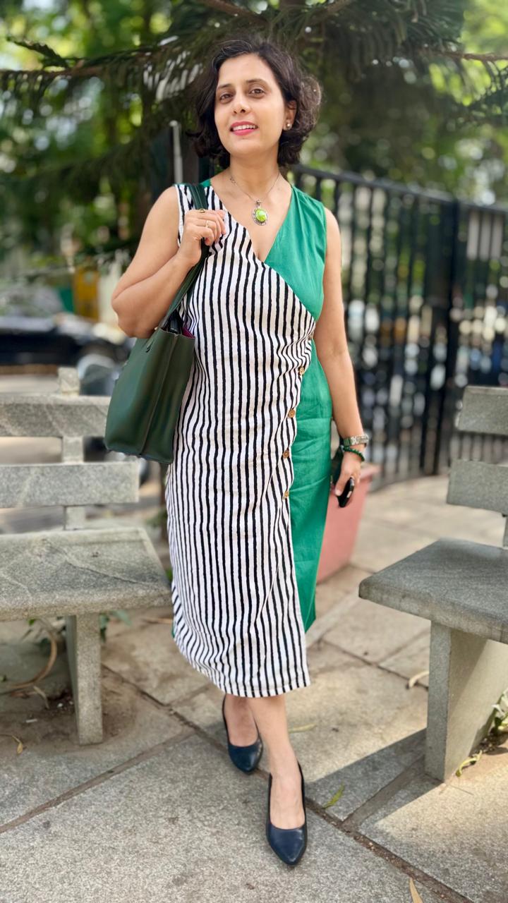 Nine to Five Stripes Dress in Green