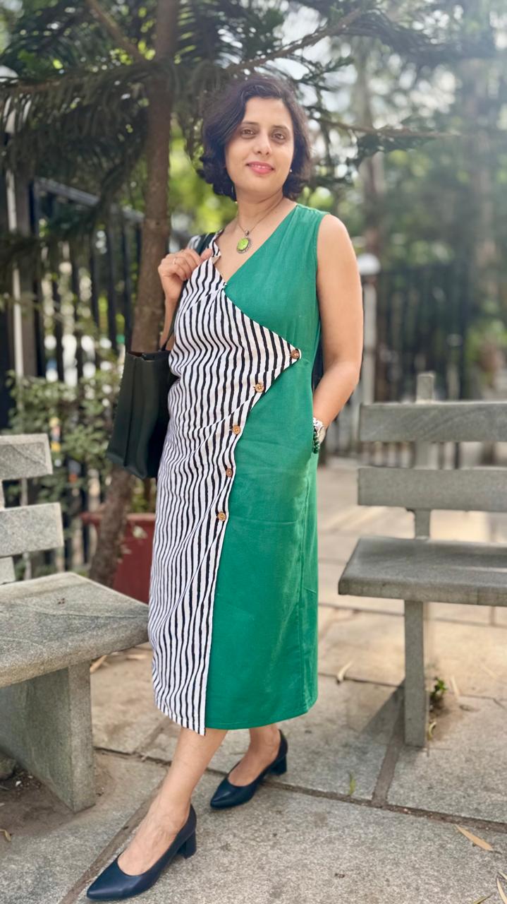 Nine to Five Stripes Dress in Green