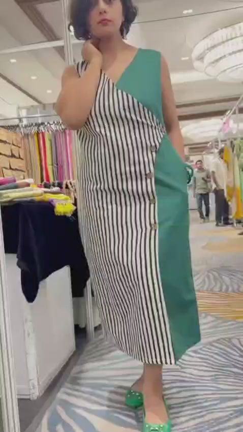 Nine to Five Stripes Dress in Green